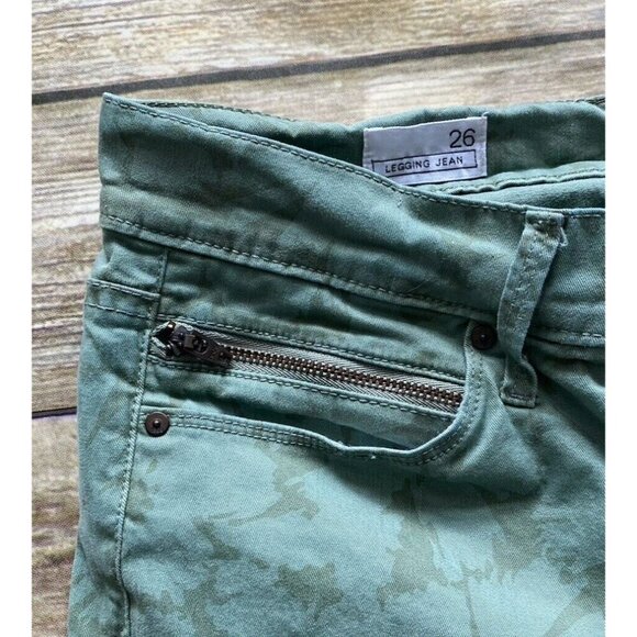 GAP 1969 Womens Green Tie Dye Legging Jeans Zipper Hem Accent Size 26 - Picture 3 of 9